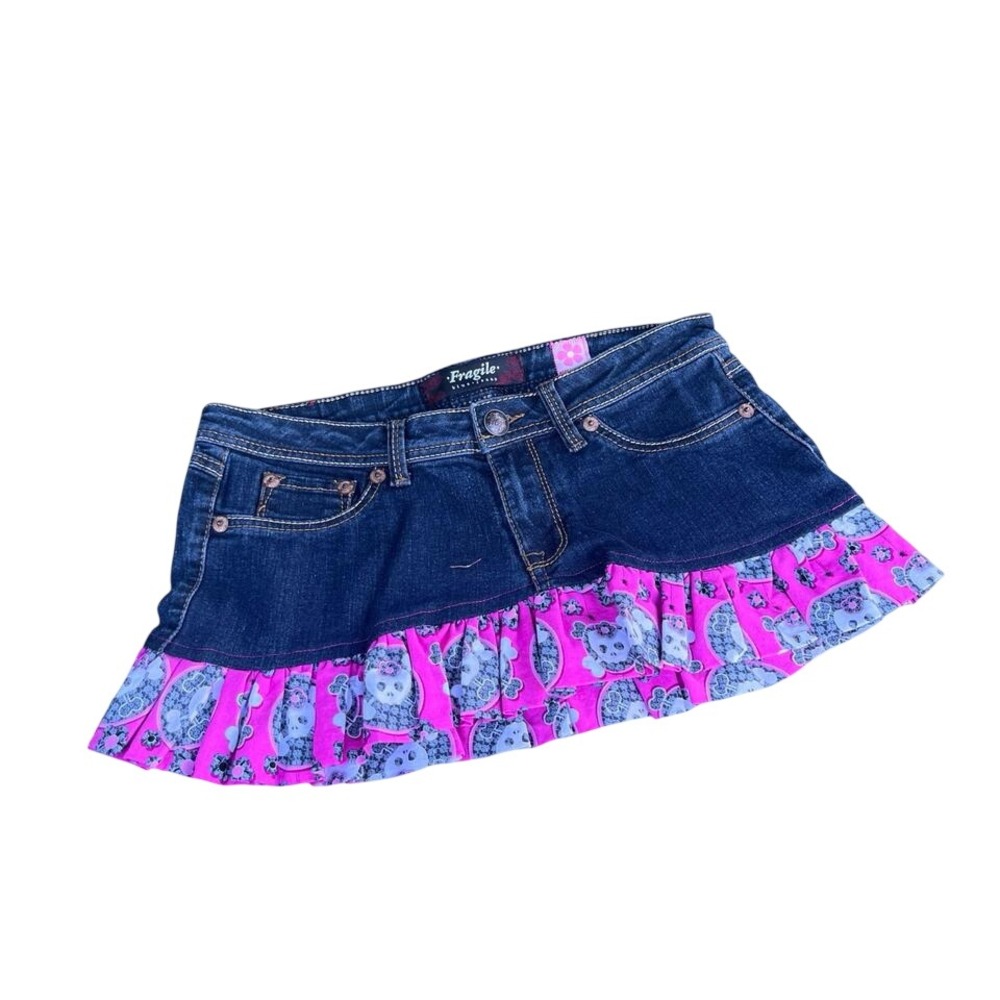 Y2K Alt Emo Custom Skull and Crossbones Mini Skirt